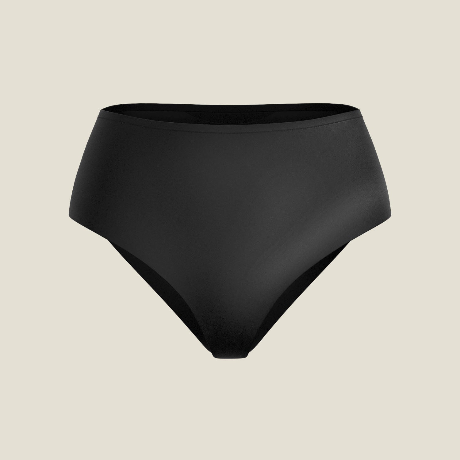 Product-only flat lay of the black Drytech™ midi brief for light incontinence, showing its sleek, seamless design.