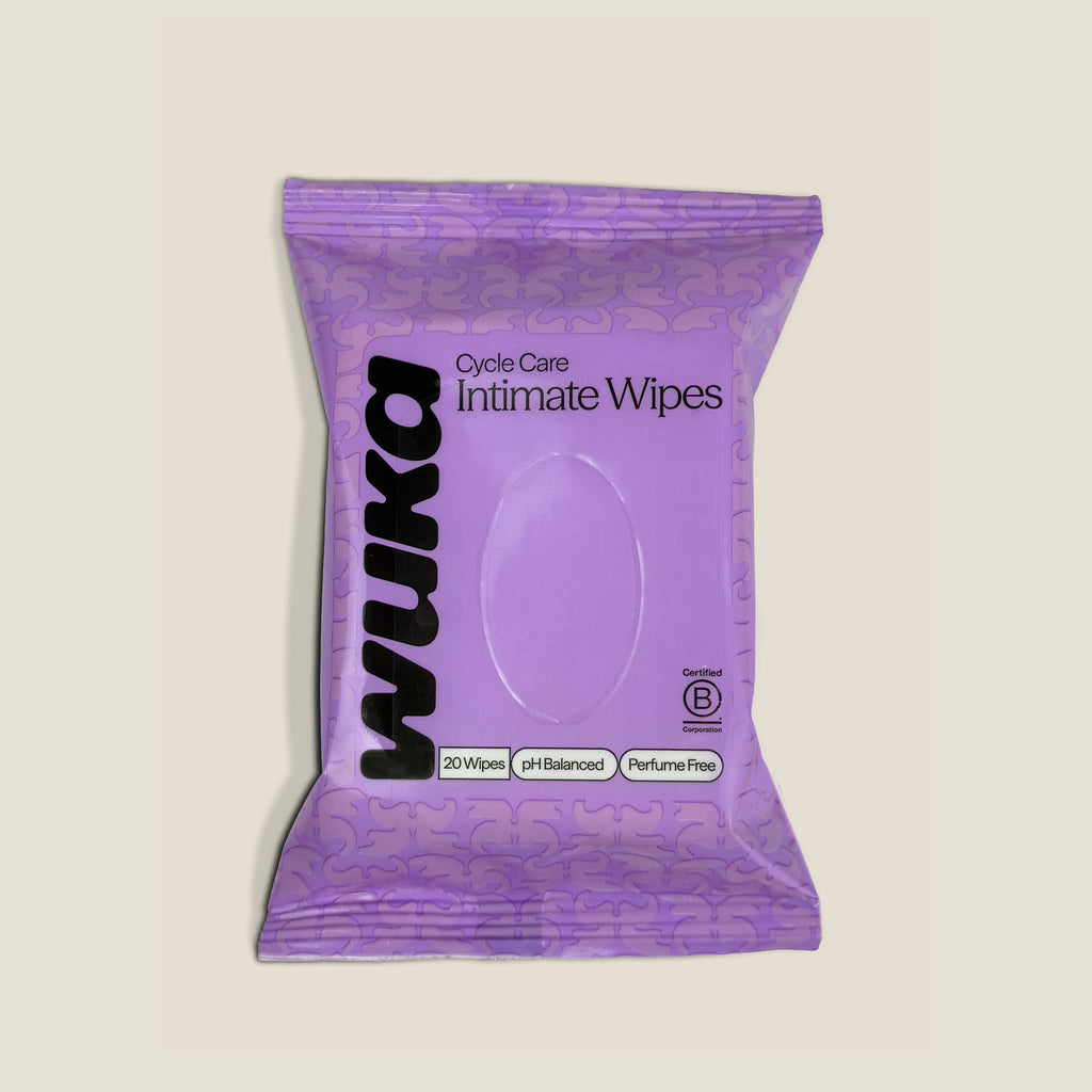 WUKA intimate wipes pH balanced fragrance-free period care wipes for teens travel pack