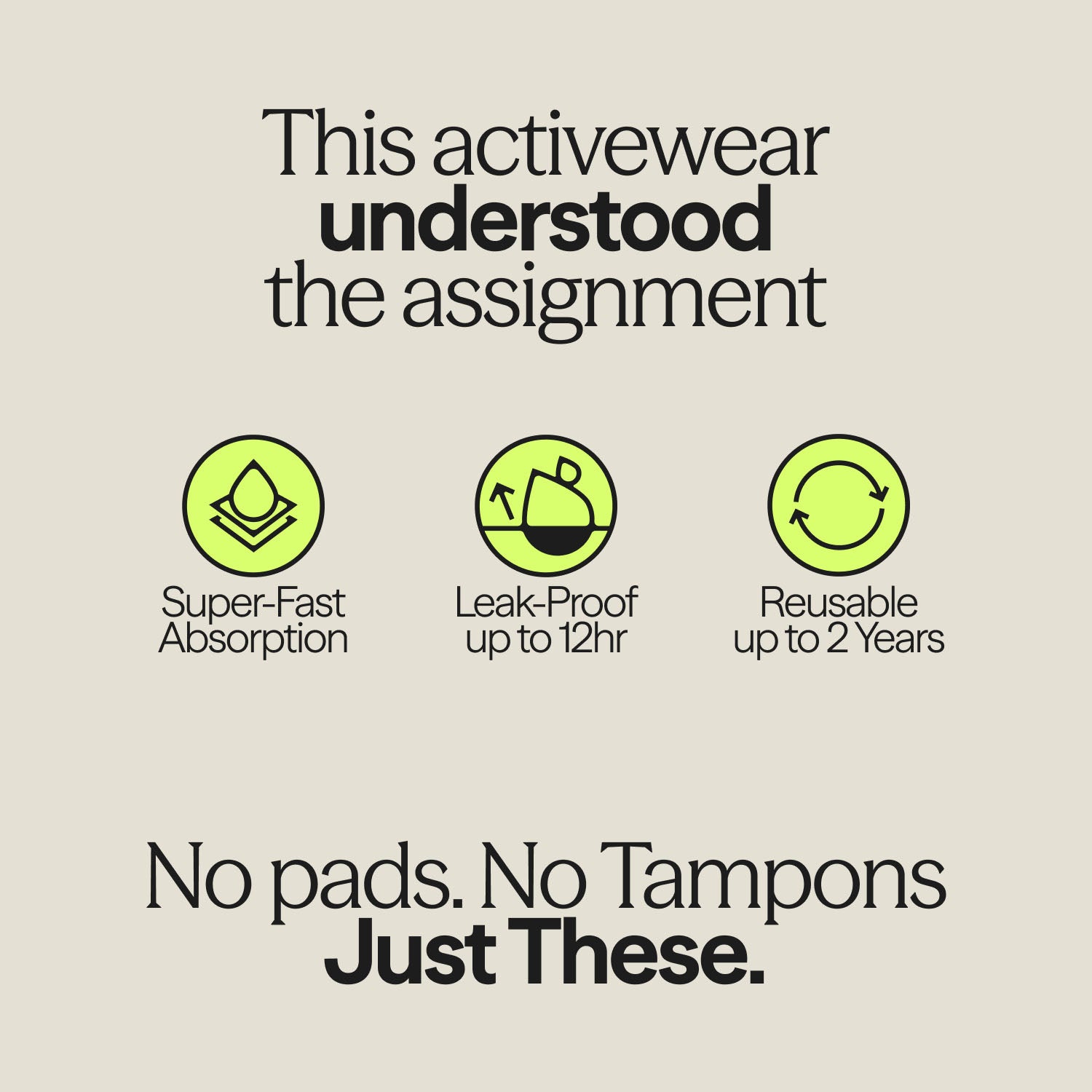 Infographic displaying features of WUKA Perform Period Cycling Shorts including super-fast absorption, 12-hour leak-proof protection, and 2-year reusability.
