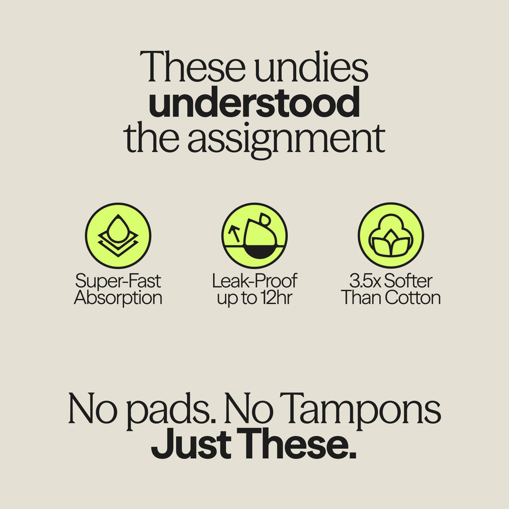 Infographic showing benefits of WUKA Ultimate™ Midi Brief - Heavy including super-fast absorption, 12hr leak-proof protection, and 3.5x softness vs cotton.