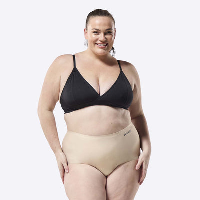 WUKA Stretch Period Short Adult Style Heavy Absorbency Light Nude Colour Three Quarter Front Size 3
