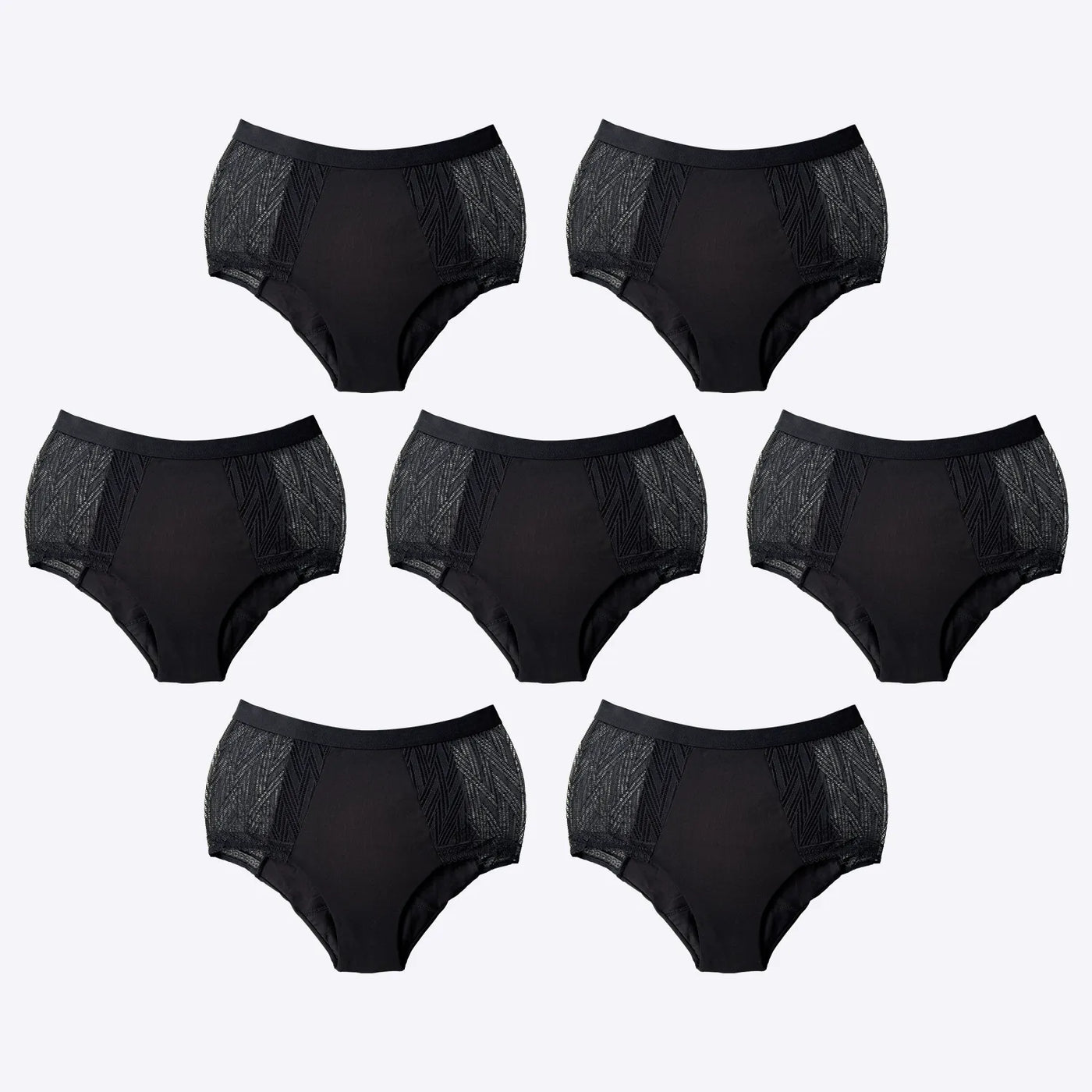 WUKA Ultimate Mesh Lace High Waist Style Heavy Flow Black Colour 7 Full Switch Set