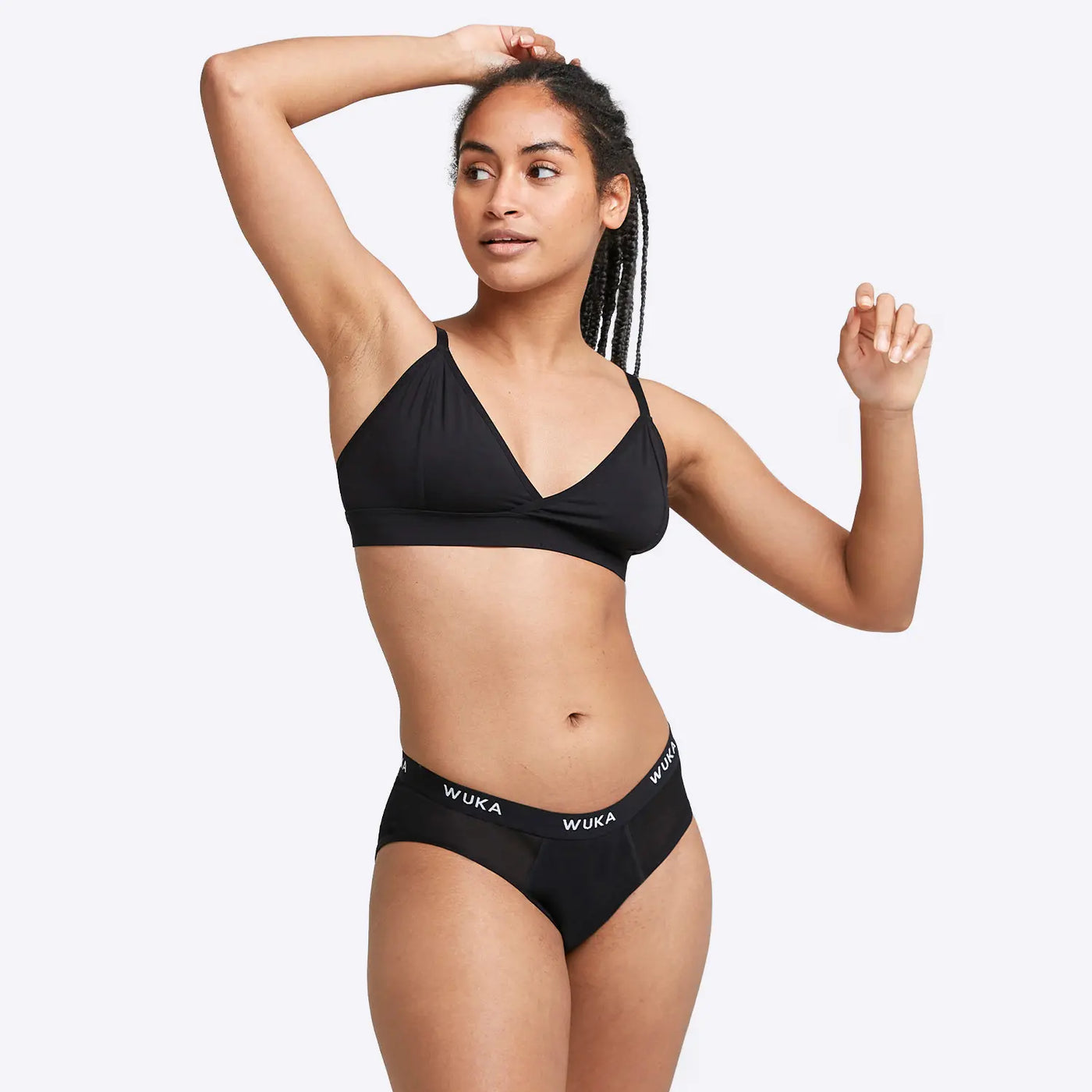 WUKA Ultimate Midi Brief Period Pants Style Heavy Overnight Flow Black Colour Three Quarter Front