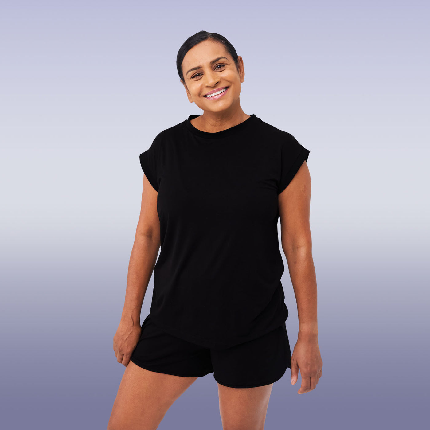 WUKA-FreshTech Sleep Wear-Jersey Shorts-Black Colour-full-length-model-2