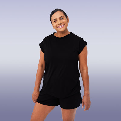 WUKA-FreshTech Sleep Wear-Jersey Shorts-Black Colour-full-length-model-2