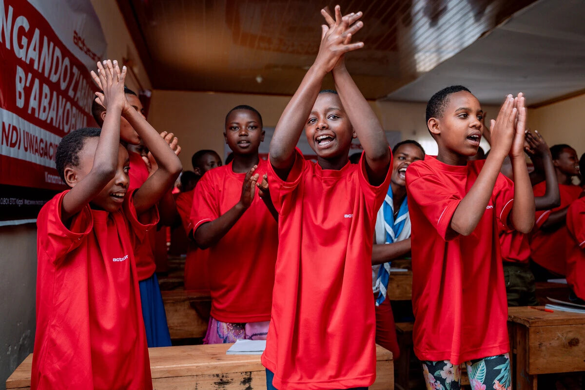 Girls participating in classroom session supported by ActionAid, promoting menstrual health education and tackling period poverty globally