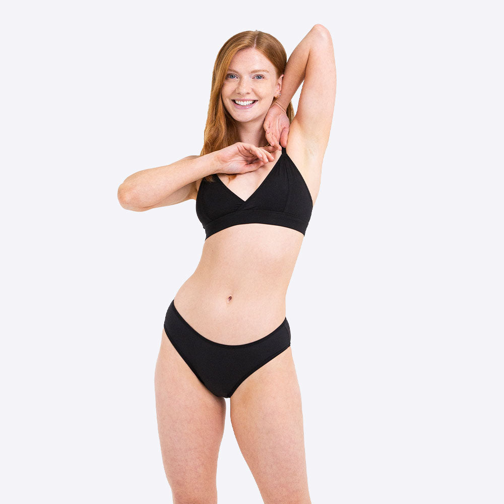 WUKA Swim Period Bikini Brief Style Light Flow Black Colour Full Front