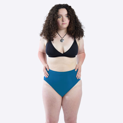 WUKA Period Swim High Waist Style Light Flow Blue Colour Full Front