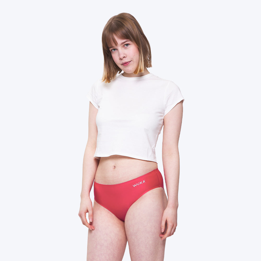 WUKA Teen Stretch Seamless Period Pants Style Heavy Flow Pink Colour Model