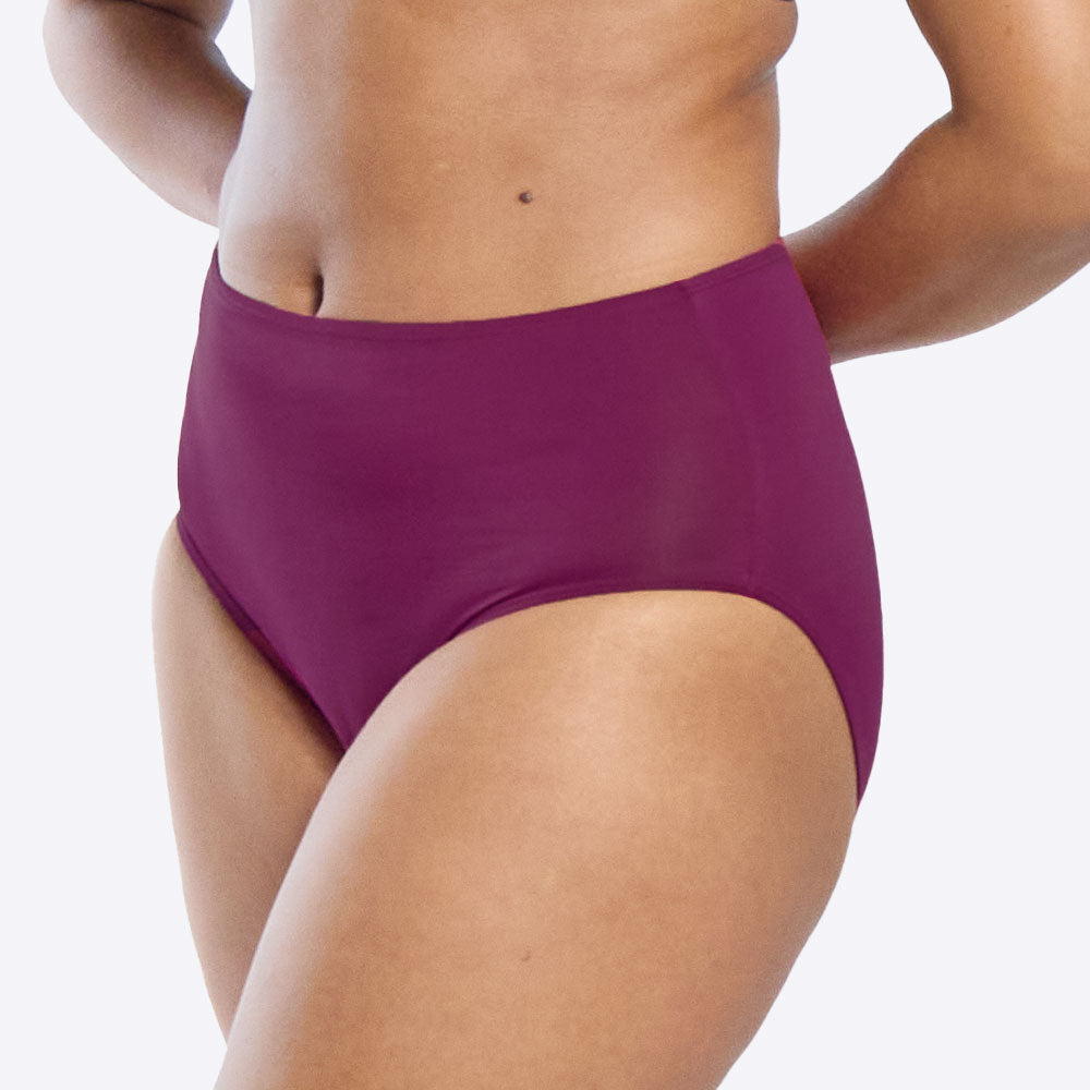 New WUKA leak-proof period high waist swimwear in Deep Pink - side view - Light/Medium flow